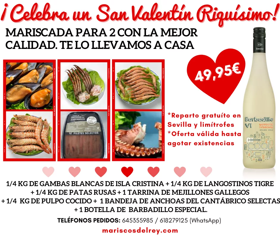 Tienda de Celebra San Valentín Riquísimo con Mariscos del Rey 2 Comprar Celebra San Valentín Riquísimo con Mariscos del Rey en Sevilla